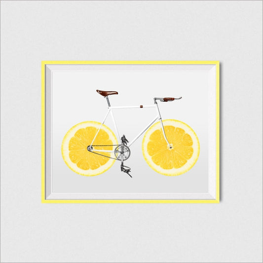 Cycling Art Decor Posters and Prints Bicycle Lemon