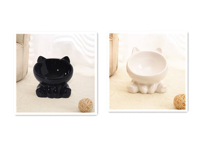 Ceramic Cat Bowl Cat Bowl Cat Food Bowl Neck Guard Oblique Mouth Dog B