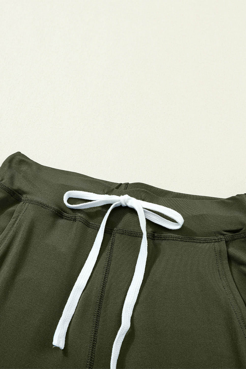 Moss Green Drawstring Waist Pocketed Joggers