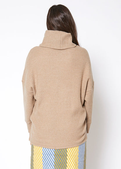 Women's Turtle Neck Ribbed Oversize Sweater Top