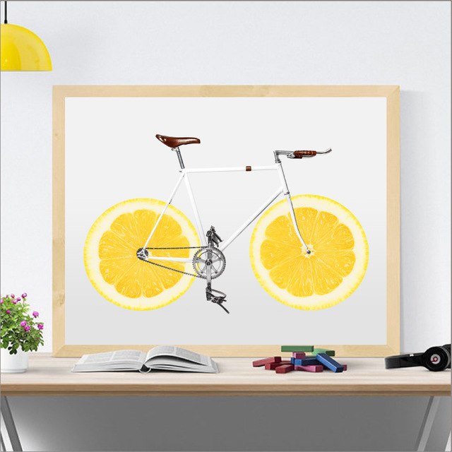 Cycling Art Decor Posters and Prints Bicycle Lemon