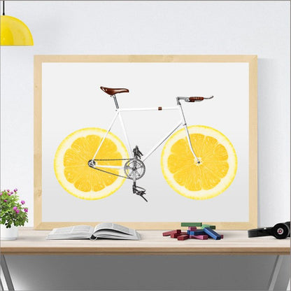 Cycling Art Decor Posters and Prints Bicycle Lemon