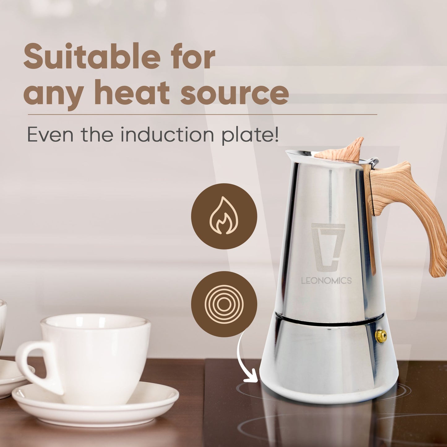 Leonomics Premium Stainless Steel Moka Pot - 300 ml