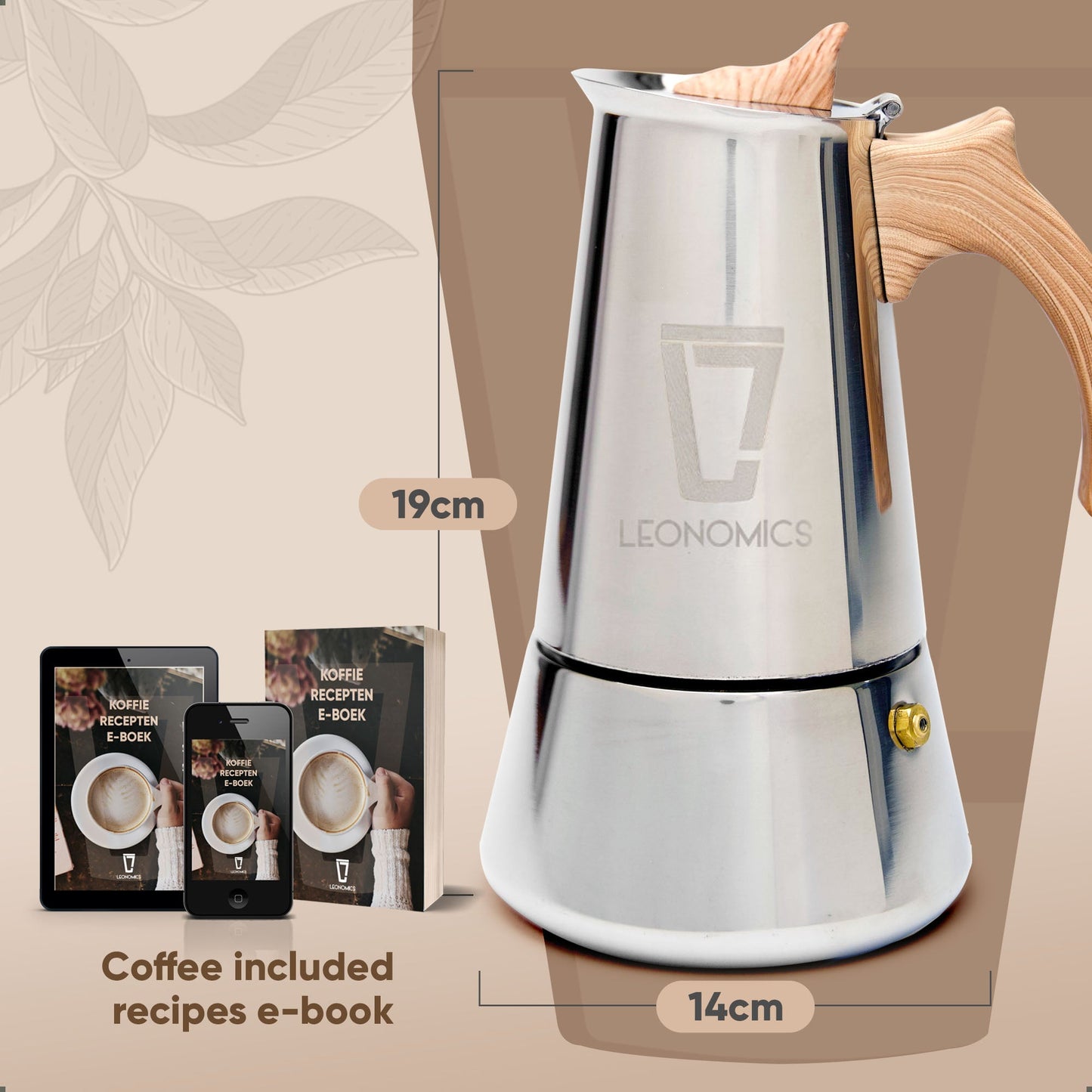 Leonomics Premium Stainless Steel Moka Pot - 300 ml